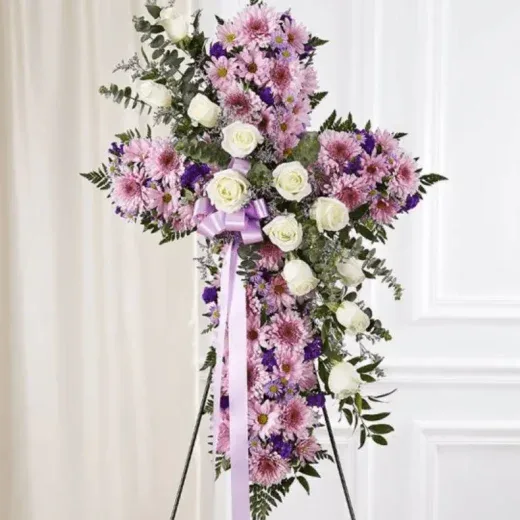 Standing Cross Lavender And White