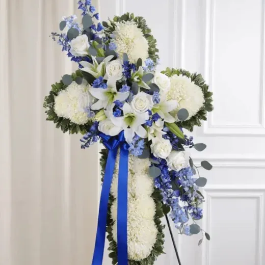 Blue And White Standing Cross