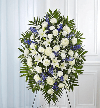 Blue and White Standing Spray