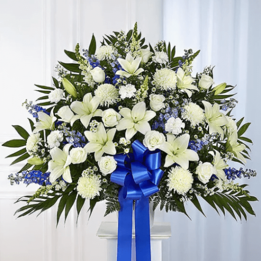 Blue and White Funeral Standing Basket