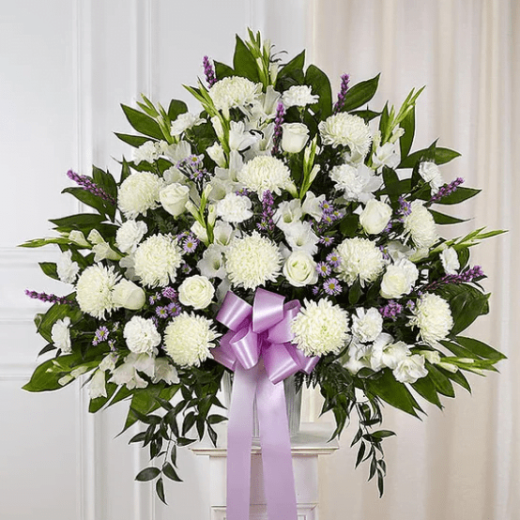 Lavender and White Standing Basket