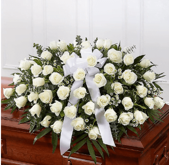 White Rose Half Casket Cover