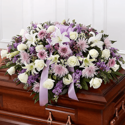 Lavender & White Mixed Half Casket Cover