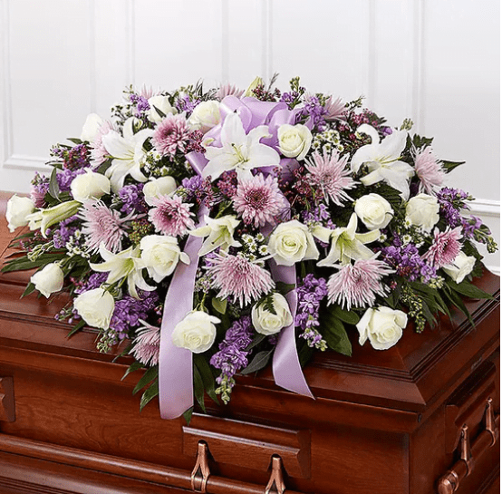 Lavender & White Mixed Half Casket Cover