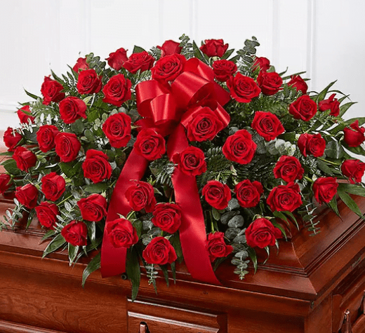 Red Rose Half Casket Cover