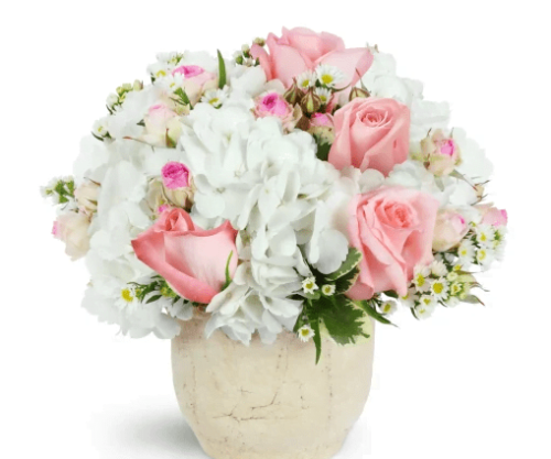 Graceful Embrace - Delicate Mix of White Hydrangea and Roses