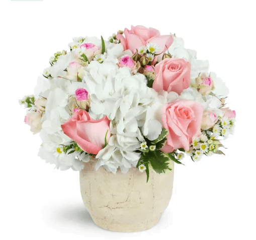 Graceful Embrace - Delicate Mix of White Hydrangea and Roses