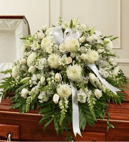 Cherished Memories White Casket Cover