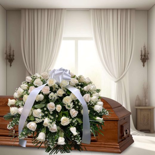 White Roses Casket Spray