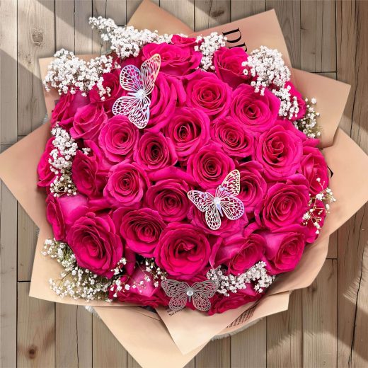 Hot pink roses ramo buchon