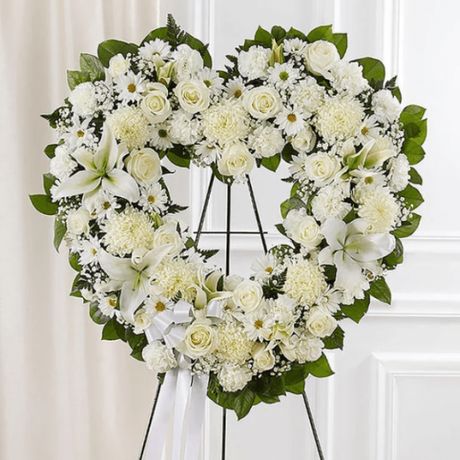 Always Remember Floral Heart Tribute White