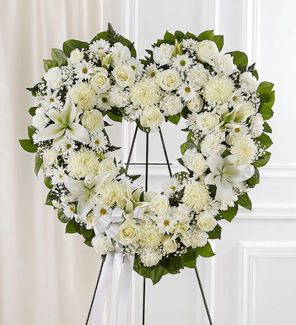 Always Remember Floral Heart Tribute White