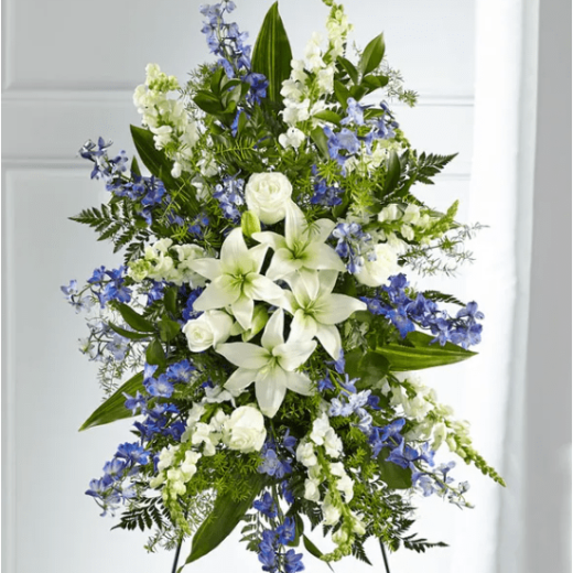 Blue and White Faithful Standing Spray