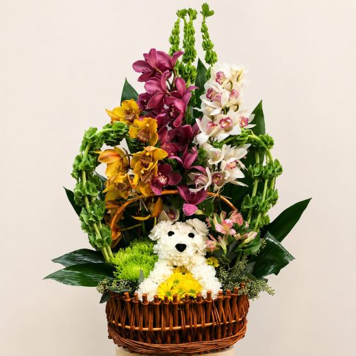 Orchid Puppy Basket