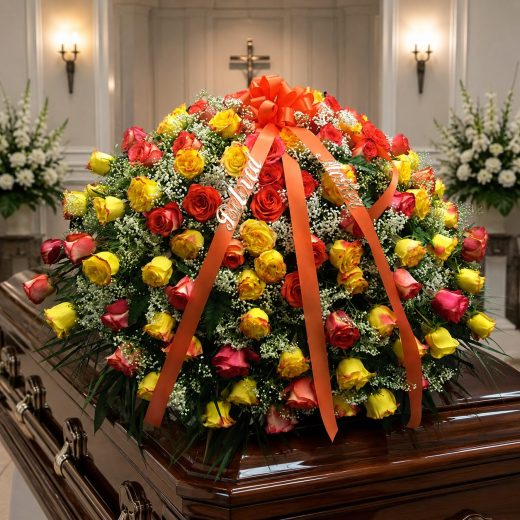 Golden Remembrance Casket Spray