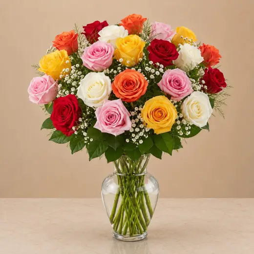 Mixed Roses Elegance Vase Arrangement