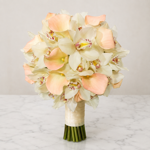 Peach Orchid Bridal Bouquet