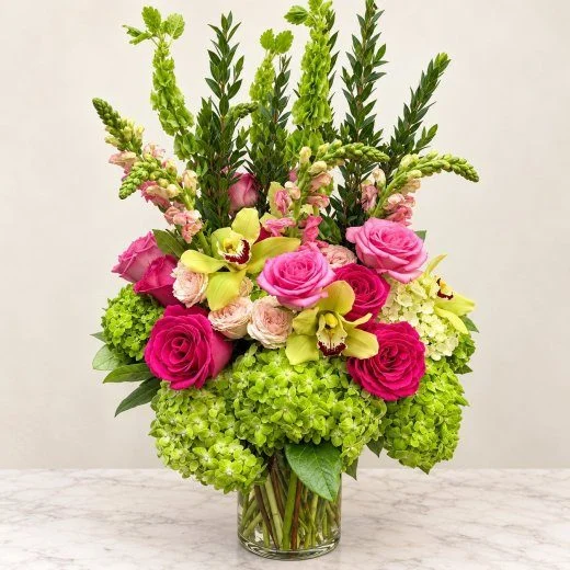 Vibrant Pink and Lime Floral Arrangement
