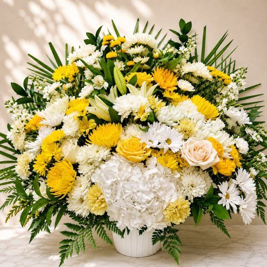 Yellow And White Standing Basket