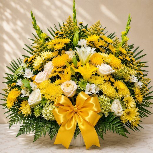 Yellow,White,and Green Standing Basket