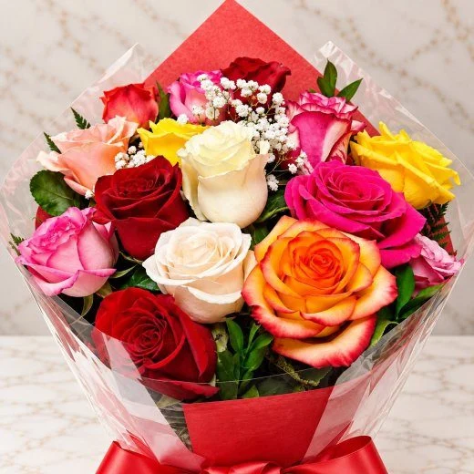 15 Multicolor Rose Bouquet.